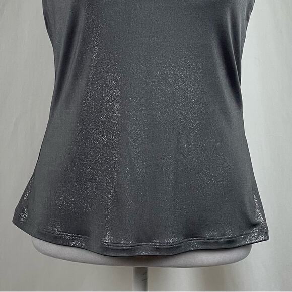 Carrie Allen Metallic Silver Mock Turtleneck Maximalist Party Top NWOT Size L - Picture 4 of 11